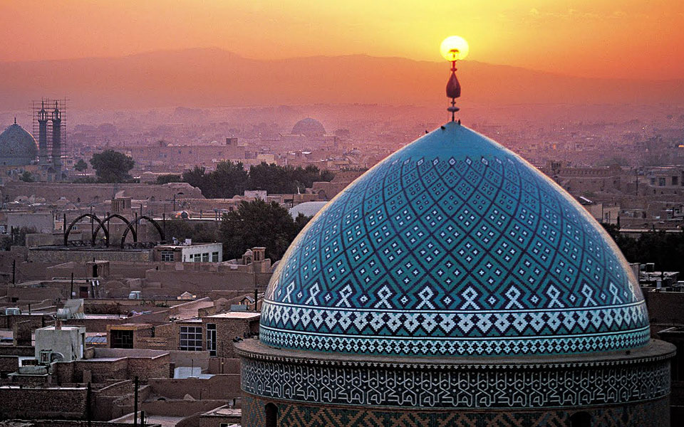 Yazd, Iran Moschee im Sonnenuntergang